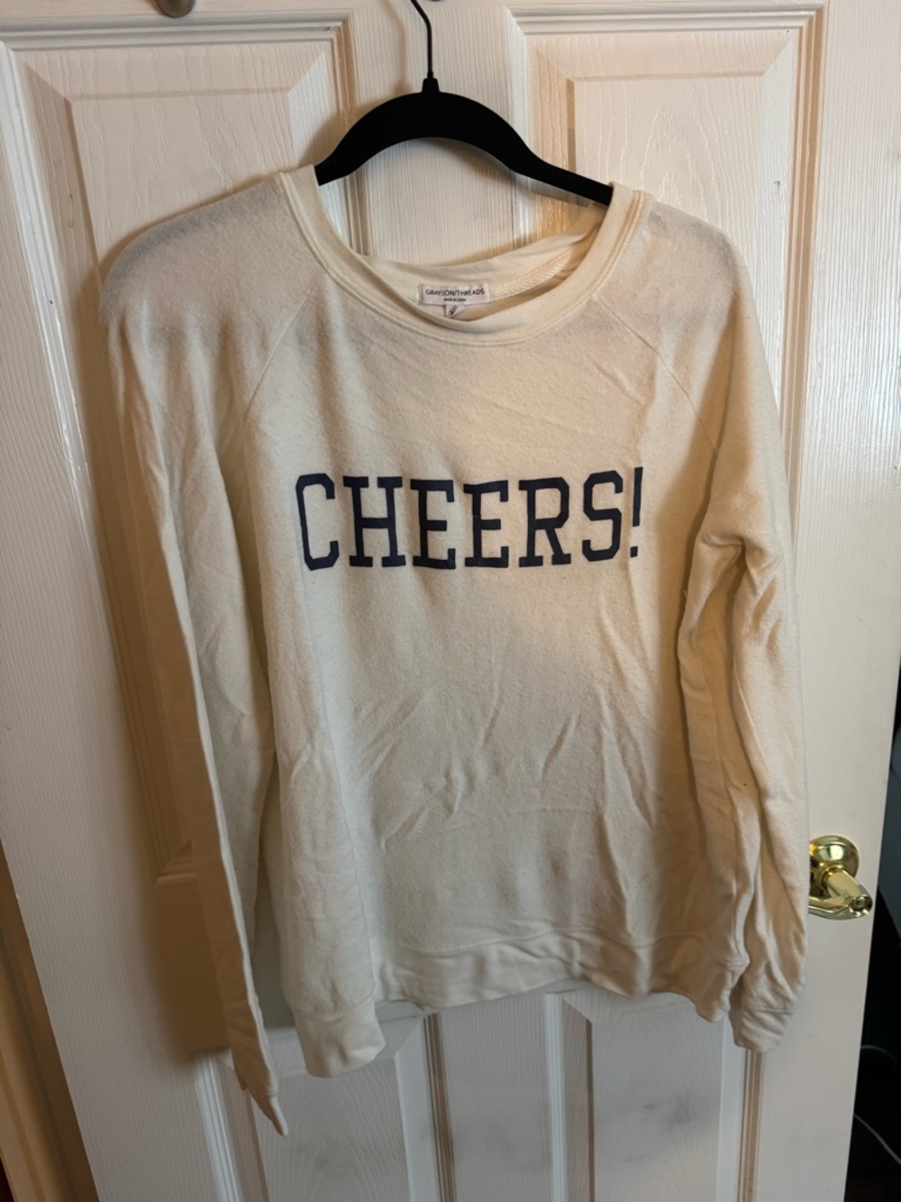Grayson Threads Cream Sweatshirt with Navy CHEERS! Graphic